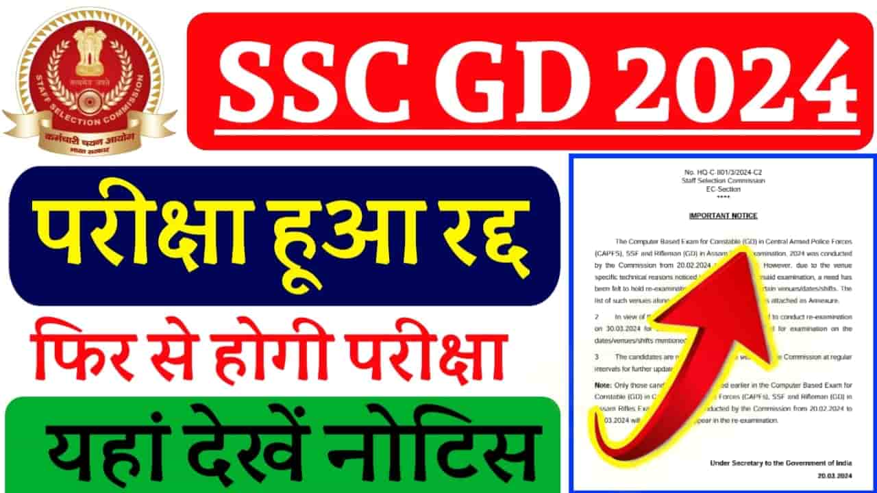 SSC GD 2024 Exam Cancelled